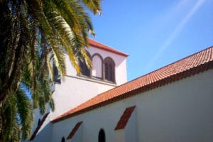 Las Palmas de Gran Canaria's Holy Trinity Church lit up by sky-blue sky