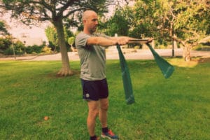 Mr Gran Canaria Local does pilates in the park