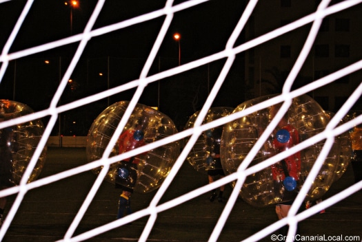 Bubble Football, as seen from behind the goal